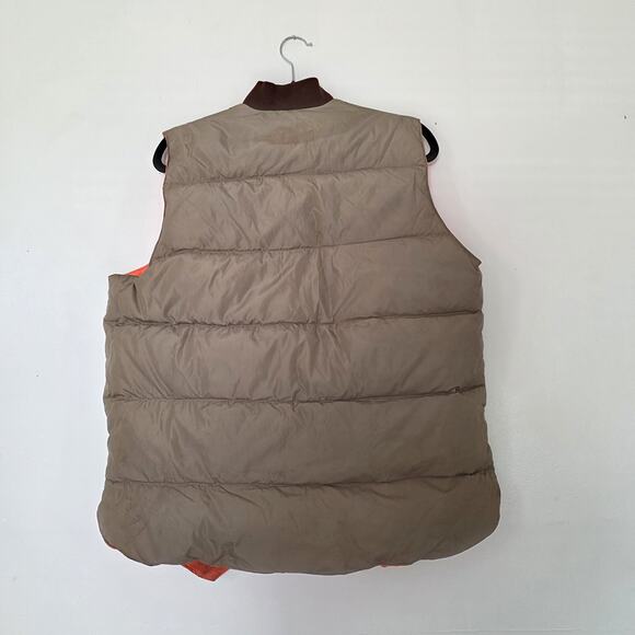 Vintage Kmart Reversible Down Hunting Vest Mens M Beige Orange Full Zip Gorpcore - Picture 2 of 11